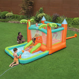 H2OGO! Kids Tropical Outdoor Inflatable Mega Bouncer with Water Slide, Splash Pool & Water Blaster