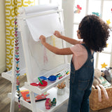 KidKraft Deluxe Wooden Art Easel – Chalkboard, Dry-Erase Board, Paper Roll & 2 Paint Cups