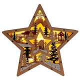 11" H Wooden Christmas Light Up Icons Star and Ornament 3D LED Statues, Set of 2