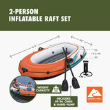 Ozark Trail 2-Person Inflatable Recreational Raft Set with Oars & Hand Pump