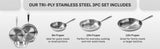 T-fal Pro Tri-Ply Stainless Steel Frypan Set of 3, 8", 10" & 12" Cookware Set
