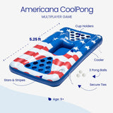 Funsicle Americana CoolPong Inflatable Pool Pong Game, 5.25 ft Floating Beer Pong Style Game with Cooler