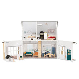 24" Wooden Farmhouse Dollhouse with 34 Accessories and Removable Roof