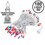 100-Count Incandescent Mini Christmas String Lights, 50 ft White Wire Holiday Light Set,
