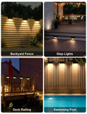 12 Pack Solar Powered Outdoor LED Stair & Fence Lights – Warm White Wall Mount Solar Deck Lights