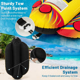 Costway 2-Person Inflatable Banana Boat Towable Tube with EVA Seats & 900D Nylon Cover