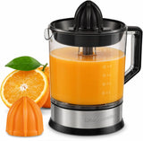 Elite Gourmet Electric Citrus Juicer, 40 W Auto-Reversing Reamer, Black and Stainless Steel