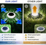 12-Pack Solar Ground Lights with Diamond-Cut Pathway Lighting, Warm or Cold White