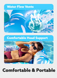 Joyfy Inflatable Pool Float Lounger with Headrest, Foot Rest & Cup Holders, Floating Pool Raft