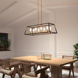 Artika Carter 8-Light Rectangular Pendant Chandelier – Adjustable Modern Farmhouse Cage Dining Room Light Fixture