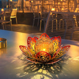 SUNFACE 3 Pack Solar Garden Decor Lights Outdoor, Rose Gold Lotus Flower Solar Path Lights with Crackle Glass Globe, IP44 Waterproof Metal LED Lights for Patio Yard Lawn Walkway Garden Decor