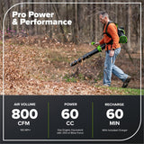 Greenworks 80V Cordless Backpack Leaf Blower with 4Ah Battery Rapid Charger & Leaf Tarp