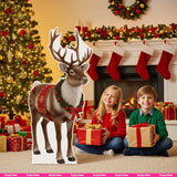 2 FT Christmas Reindeer Coroplast Cutout, Water-Resistant Holiday Standee