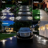 12-Pack Solar Ground Lights with Diamond-Cut Pathway Lighting, Warm or Cold White