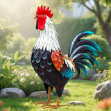 18.9" H Metal Rooster Decor,Yard Chicken Decorations,Outdoor Garden Statues
