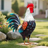 18.9" H Metal Rooster Decor,Yard Chicken Decorations,Outdoor Garden Statues