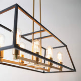 Artika Carter 8-Light Rectangular Pendant Chandelier – Adjustable Modern Farmhouse Cage Dining Room Light Fixture