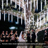 Solar Meteor Shower Icicle Lights, 8 Tubes, 192 LEDs, 11.8" Solar Falling Rain Lights