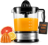 Elite Gourmet Electric Citrus Juicer, 40 W Auto-Reversing Reamer, Black and Stainless Steel