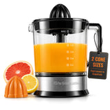 Elite Gourmet Electric Citrus Juicer, 40 W Auto-Reversing Reamer, Black and Stainless Steel