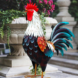 18.9" H Metal Rooster Decor,Yard Chicken Decorations,Outdoor Garden Statues