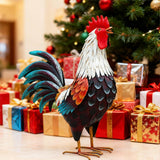18.9" H Metal Rooster Decor,Yard Chicken Decorations,Outdoor Garden Statues
