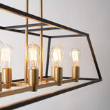 Artika Carter 8-Light Rectangular Pendant Chandelier – Adjustable Modern Farmhouse Cage Dining Room Light Fixture