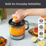 Elite Gourmet Electric Citrus Juicer, 40 W Auto-Reversing Reamer, Black and Stainless Steel