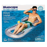 63" Bluescape Deluxe Inflatable Pool Lounge Float with Pillow, Armrests and Cup Holder