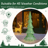 6FT Lighted Christmas Tree Yard Decoration – Pre-Lit Pull-Up Tree with 200 Warm White LEDs