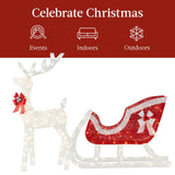 Best Choice Products 4-Foot Lighted Christmas Reindeer and Sleigh Outdoor Décor Set with 205 LED Lights
