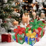 Christmas LED Lighted Gift Boxes, Set of 3 Battery-Operated Present Decorations