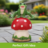 Mainstays 10.5" H Leaping Frog Garden Statue, Resin Frog & Mushroom Yard Décor