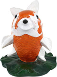 Kohaku Koi Fish Spitter Statue, Resin Garden Fountain Sculpture with Copper Pipe Insert