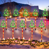 10-Pack Solar Christmas Tree Pathway Lights, Garden Stake Lights with Red and Green LEDs