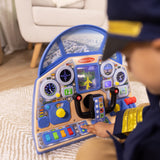 Melissa & Doug Jet Pilot Interactive Dashboard – Wooden Airplane Cockpit Toy