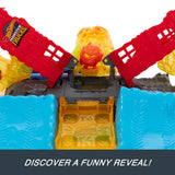 Hot Wheels Monster Trucks 5-Alarm Torch Tower Takedown – Fire Monster Playset with 2 Crushed Cars