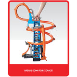 Hot Wheels Sky Crash Tower Motorized Track Set – 20+ Car Storage, Folding Design