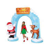 9 ft. 5" Light-Up Rudolph and Santa Christmas Archway Inflatable with Projector Effect