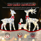 2.4FT Lighted Tinsel Christmas Reindeer Family – 3-Piece Set with 110 Warm White LEDs