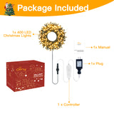 131 ft 400 LED Christmas String Lights, Warm White Waterproof Indoor & Outdoor Holiday Lights