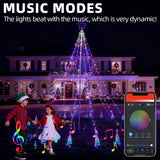 12 ft Smart Outdoor Christmas Tree Waterfall Lights, 720 RGB & Warm White LEDs