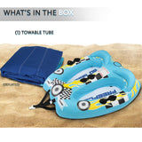SereneLife 2-Person Inflatable Towable Booster Tube for Boating, Dual Cockpit Seats