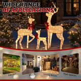 5FT Lighted Gold Christmas Reindeer Family Set – 3-Piece Outdoor Yard Decoration with 290 Warm White LEDs