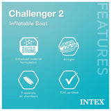 Intex Challenger 2 Inflatable Boat Set with Oars & High-Output Pump, 2-Person Raft