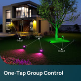 Linkind Smart Solar Spot Lights Outdoor – 4 Pack RGB Smart Solar Landscape Spotlights
