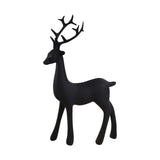2-Piece Black Resin Reindeer Figurines – Modern Matte Deer Christmas Decorations