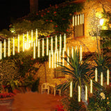 10-Tube 360 LED Meteor Shower Icicle String Lights, 14.44 ft Connectable Outdoor Falling Rain Lights