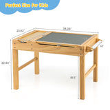 Costway Kids’ Multi-Activity Play Table – Reversible Block Surface, Study Desk, Storage & Paper Roll