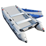 BRIS 11 ft Inflatable Catamaran Boat with Air Deck Floor, Oars, Aluminum Benches & Carry Bag